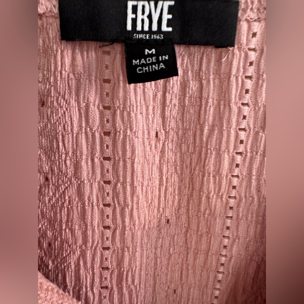 Frye Textured Peasant Boho Top Dusty Pink Long Sleeve Poet Blouse Size M - Picture 8 of 10